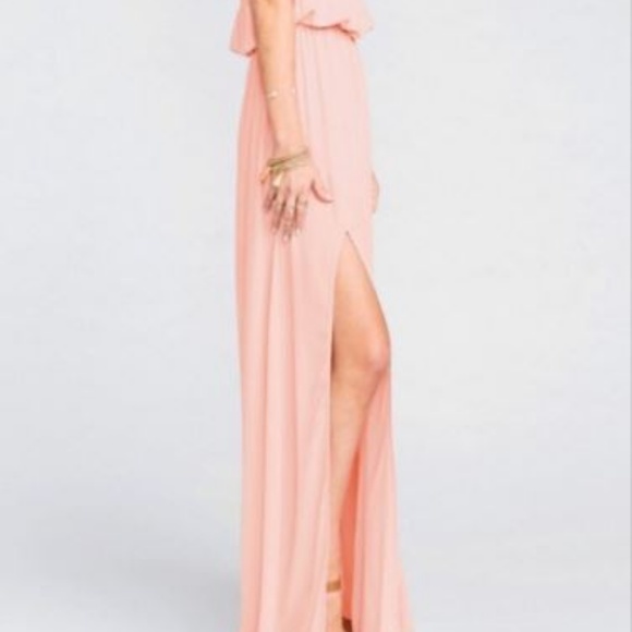 Show Me Your Mumu Pink Heather Chiffon Halter Gown - Picture 2 of 8